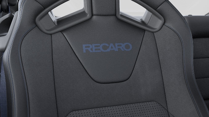 Recaro Indigo Vinyl / Cloth - Dark Horse (Recaro seat  option removes seat heating / cooling functionality)