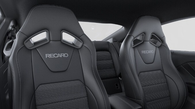 Recaro seats in Black Onyx - GT (Fastback only - Not available on convertible) (Recaro seat  option removes seat heating / cooling functionality)