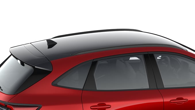 Black Body Styling Elements (Mirror Caps, Front Lower Fascia, Upper Tailgate Section, Hinge Cover, Shark Fin, Roof Panel, Spoiler), Black KUGA Lettering, Black ST-Line Badge, 20" Black Performance Wheels