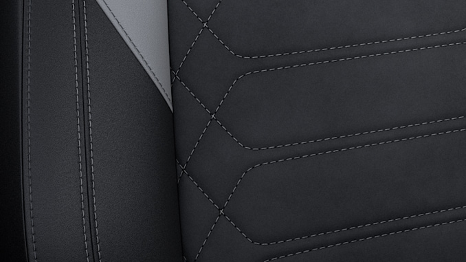 Sensico/Neo Suede Ebony Seat with Gray Stitching