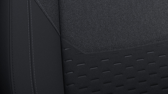 Titanium cloth trim in black with grey stitching