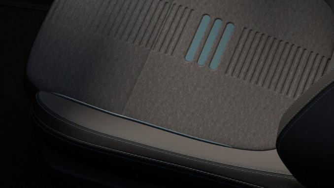 Cloth trim in Black with nordic blue stitching